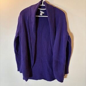 Chicos Purple Knit Cocoon Cardigan  Size 2 (Large)